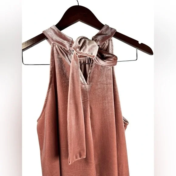 Gipson Women's light pink velvet blouse with bow at the back of the neck, size L - Picture 10 of 13